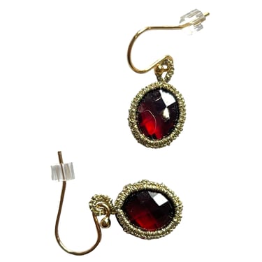 Danielle Welmond | Woven Gold Cord Caged Garnet Quartz Earrings