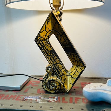 Mid Century Lamp Gold and Black 