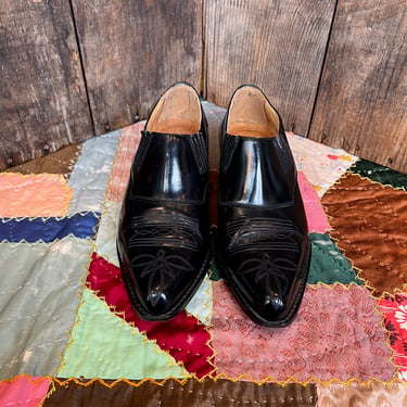 GIORGIO Black Leather Ankle Boots | 80s Vintage Boots | Cowgirl Southwestern | Size 40 