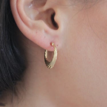 Vintage Petite 14K Gold Twist Hoop Earrings