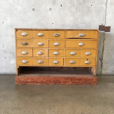 Rustic Industrial Wood Parts Cabinet w/ Multiple Sliding Drawers