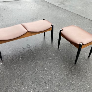 Vintage Set of John Stuart Benches Mid Century Modern Style Ottoman Foot Stool similar to Moller Umanoff 