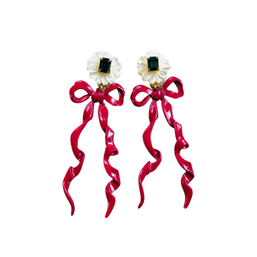 The Pink Reef Pearl Sapphire and Burgundy Colour Bow