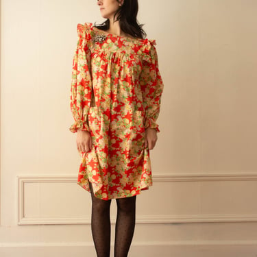 Late 1960s Marion Foale And Sally Tuffin Liberty Floral Smock Dress 