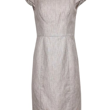 Reiss - Beige Wool & Linen Blend Cap Sleeve "Virginia" Sheath Dress Sz 6