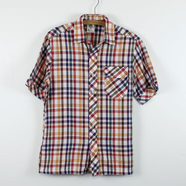 Vintage 60's Button Front Short Sleeved Shirt - Plaid - Alfie California 