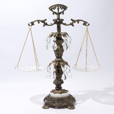 Vintage Scales of Justice, Brass and Crystal 