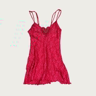 (S) 80s/90s Vintage Red Lace Slip Dress