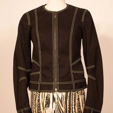 Galliano black cotton with neon thread jacket 
