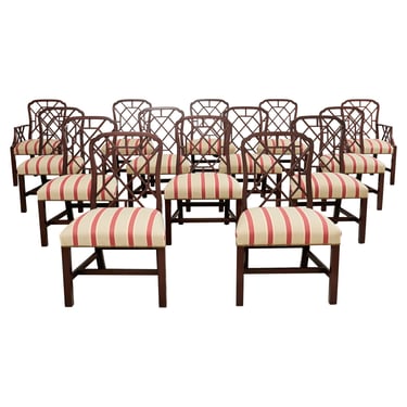 Set of Fourteen George III Style Chinese Chippendale Cockpen Chairs