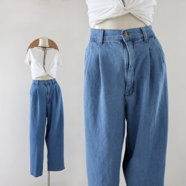 worrrn high waist jeans - 28 - vintage 90s y2k blue jeans pleat front womens size 6 loose fit with pockets small 