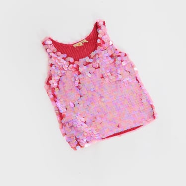 Vintage 80s Liz Claiborne pink sequin Silk Rayon tank top 