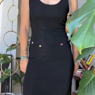 VTG 90s Peep Black Grommet Dress 