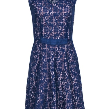 Mayle -  Blue Sleeveless Lace A-line Dress Sz 8
