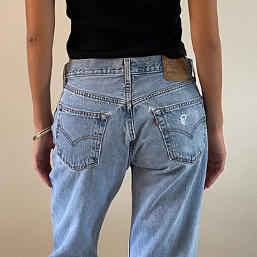80s Levis 501 soft faded jeans / vintage Levis 501 baggy worn torn high waisted button fly Levis 501 jeans USA | 31x32 