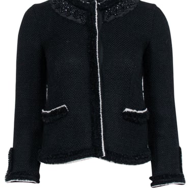 Prada - Black Tweed Embellished Jacket Sz 4