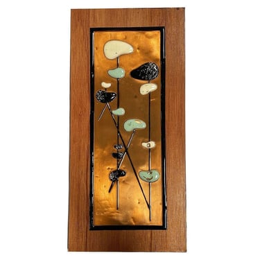 Mid Century Enamel Copper Art Wall Sculpture by Wanda Irwin 