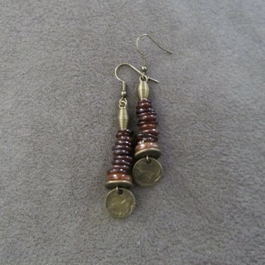Stacked mother of pearl shell earrings 