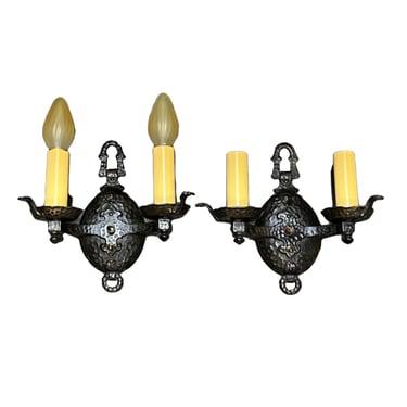 Hammered two light sconces in cast iron #2428 