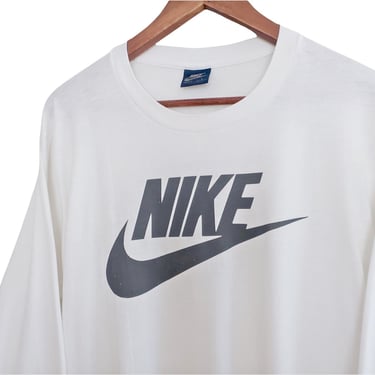 Nike long sleeve shirt / Nike swoosh / Nike blue tag / 1980s white Nike Swoosh long sleeve t shirt Medium 