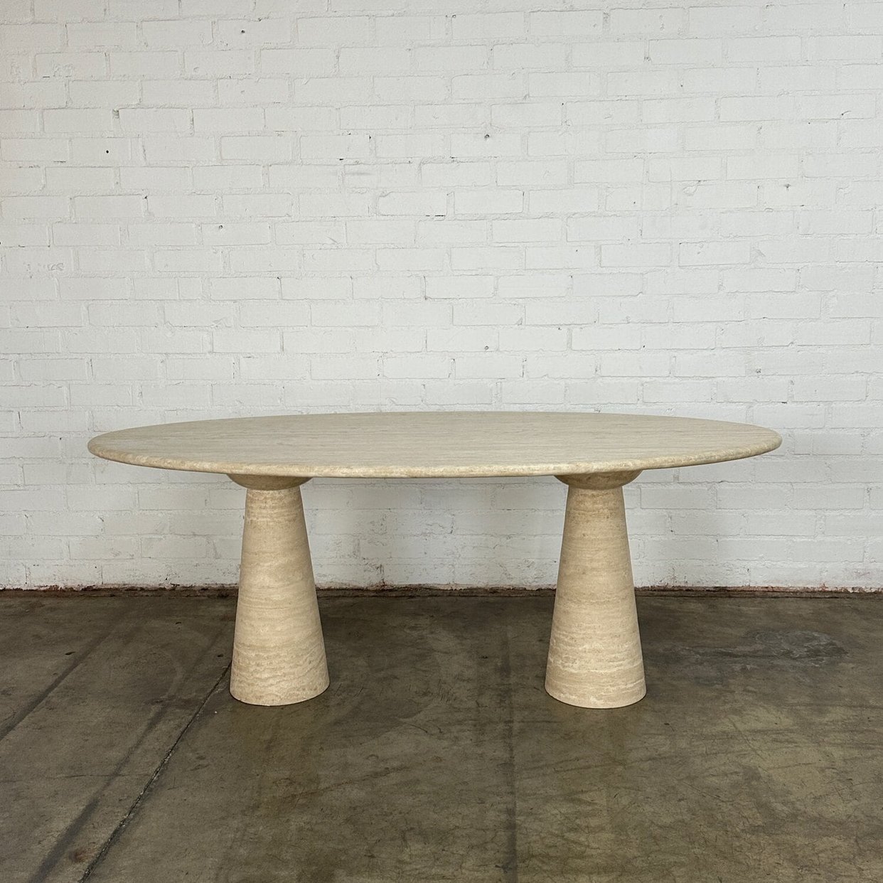 Cone pedestal travertine dining table | Vintage On Point - Los Angeles ...
