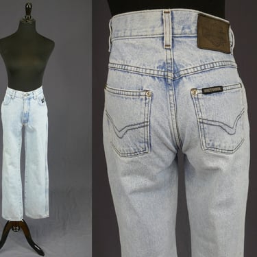90s Harley Davidson Jeans - 27" waist - Boot Cut - Light Blue Cotton Denim - Vintage 1990s - 30" inseam 