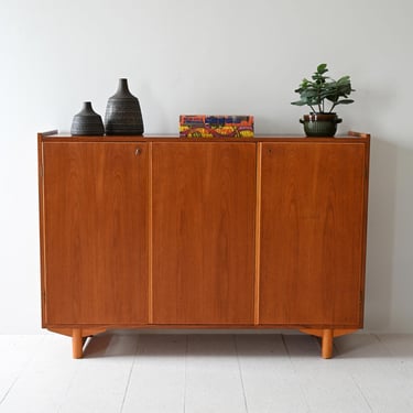 1960s Scandinavian Teak Highboard, Mid-Century Modern Sideboard with Lockable Doors 