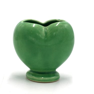 vintage heart vase green ceramic 