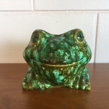 Vintage 1980s Ceramic Frog Planter 