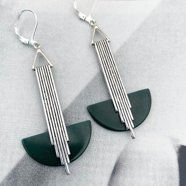 Art Deco earrings  Darkest Green / blue Bakelite  'Odeonesque' Geometric  jazz age modernist bakelite earrings by BakeliteBa