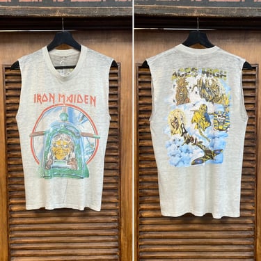 Vintage 1980’s Iron Maiden Cut Off Sleeve Tee Shirt, 80’s T Shirt, 80’s Rocker, Vintage Clothing 