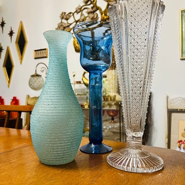 Boho Mismatch Glass Vase Bottle Set Decor Glassware 