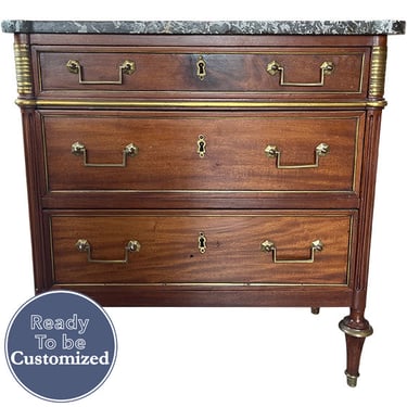 31.5" Unfinished 3 Drawer Vintage Marble Top Dresser #08758