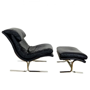 Leather Lounge Chair And Ottoman By Lane