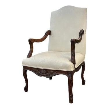 Mid 20th Century Carved Bishops French Upholstered Chair 