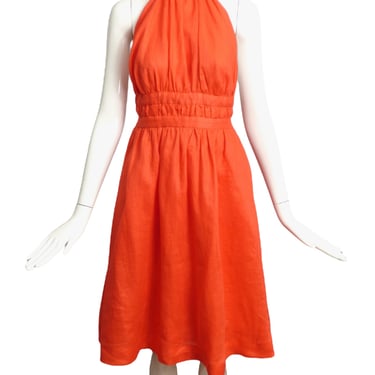 ZIMMERMANN- NWT Orange Linen Halter Dress, Size 8