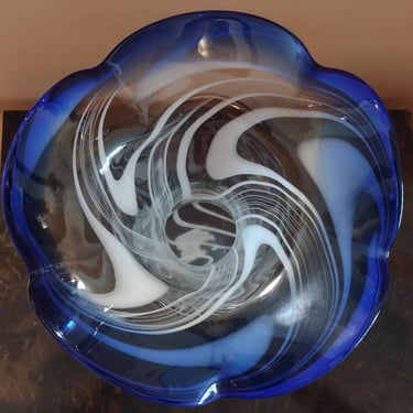 Vintage Cavalier Glass Art Spiral Ruffle Wave Flower Vase 13" Rare 