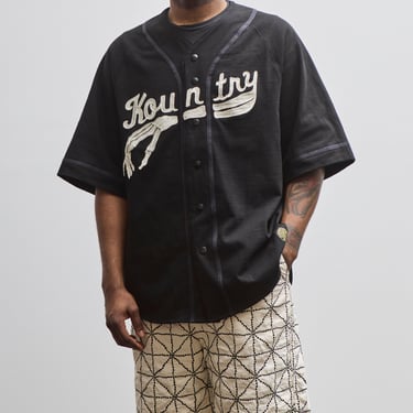 Kapital Densed Bone Jersey Baseball Shirt, Black