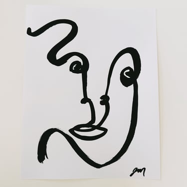 A New Day / Original Artwork / Abstract Ink Face Line Drawing 
