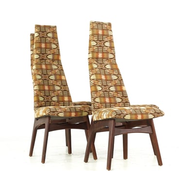 Adrian Pearsall for Craft Associates Mid Century 1613-C Walnut Highback Dining Chairs - Set of 4 - mcm 