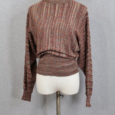 1970s Retro Stripe Turtleneck by Babette Ballinger - Brown Sweater - Fall - Size Medium 