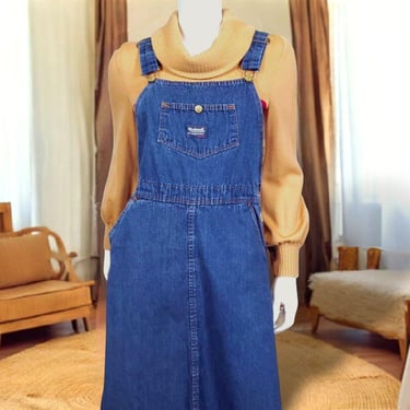 1970s Madewell overall dress vintage denim bib pocket shoulder straps novelty cottagecore iconic boho hippie A-line relaxed fit (modern 4-6) 