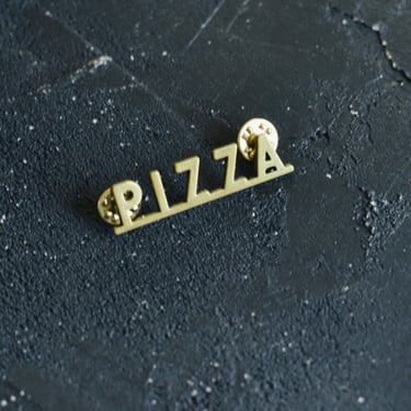 Vintage Style Brass PIZZA Pin for foodies, food lovers, food gifts 