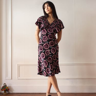 1990s Betsey Johnson Dress In Celia Birtwell Floral Silk 