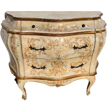 Italian Venetian Rococo Revival Painted Pine Bombe Commode