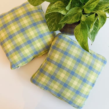 Green & Blue Plaid Throw Pillows