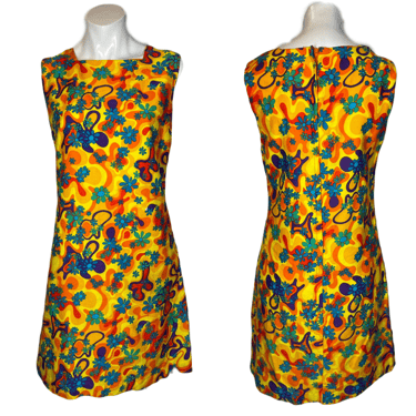 1960's Psychedelic Floral Scooter Dress Size S/M