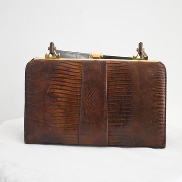 1940s/50s Brown Reptile Handbag 