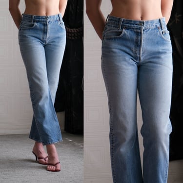 Vintage 80s LEVIS 501 Whiskered Medium Light Wash Distressed Mended High Waisted Jeans | Made in USA | Size 27x28 | 1980s LEVIS Unisex Denim 