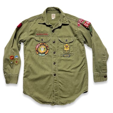 Vintage 1960s Boy Scouts Button-Up Shirt ~ men's XXS to XS / women's S ~ BSA ~ Patches ~ Sanforized ~ New Jersey 